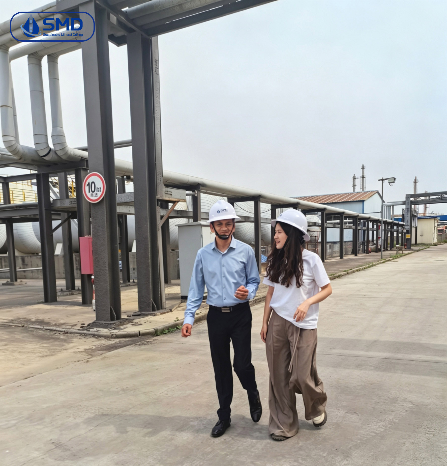 Drilling fluid stock and client factory visit at SMD Mining facility.